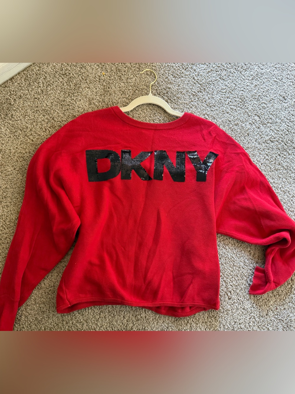 DKNY Red Sweater with Black Logo